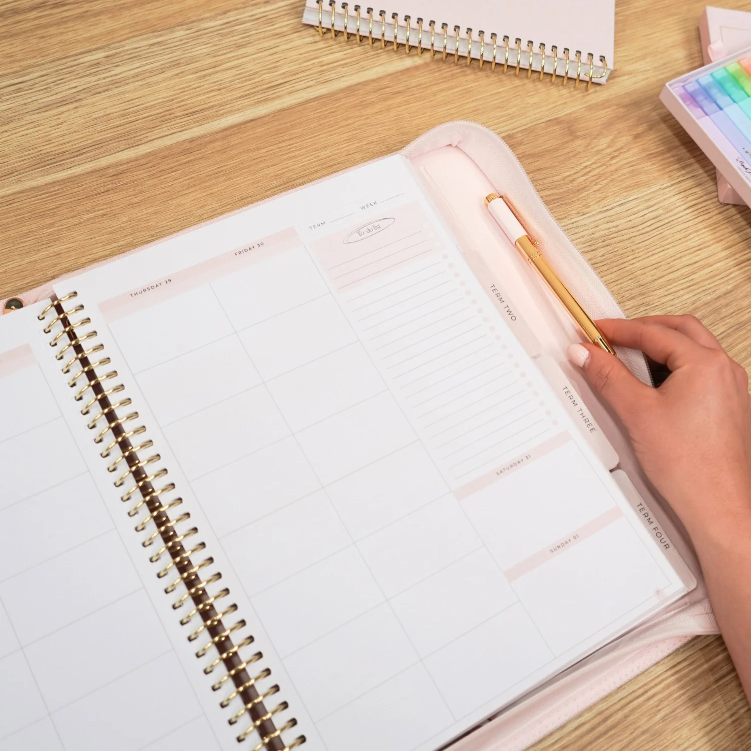 Luxe Zip-up Planner Folio - Blush - Large - Image 6