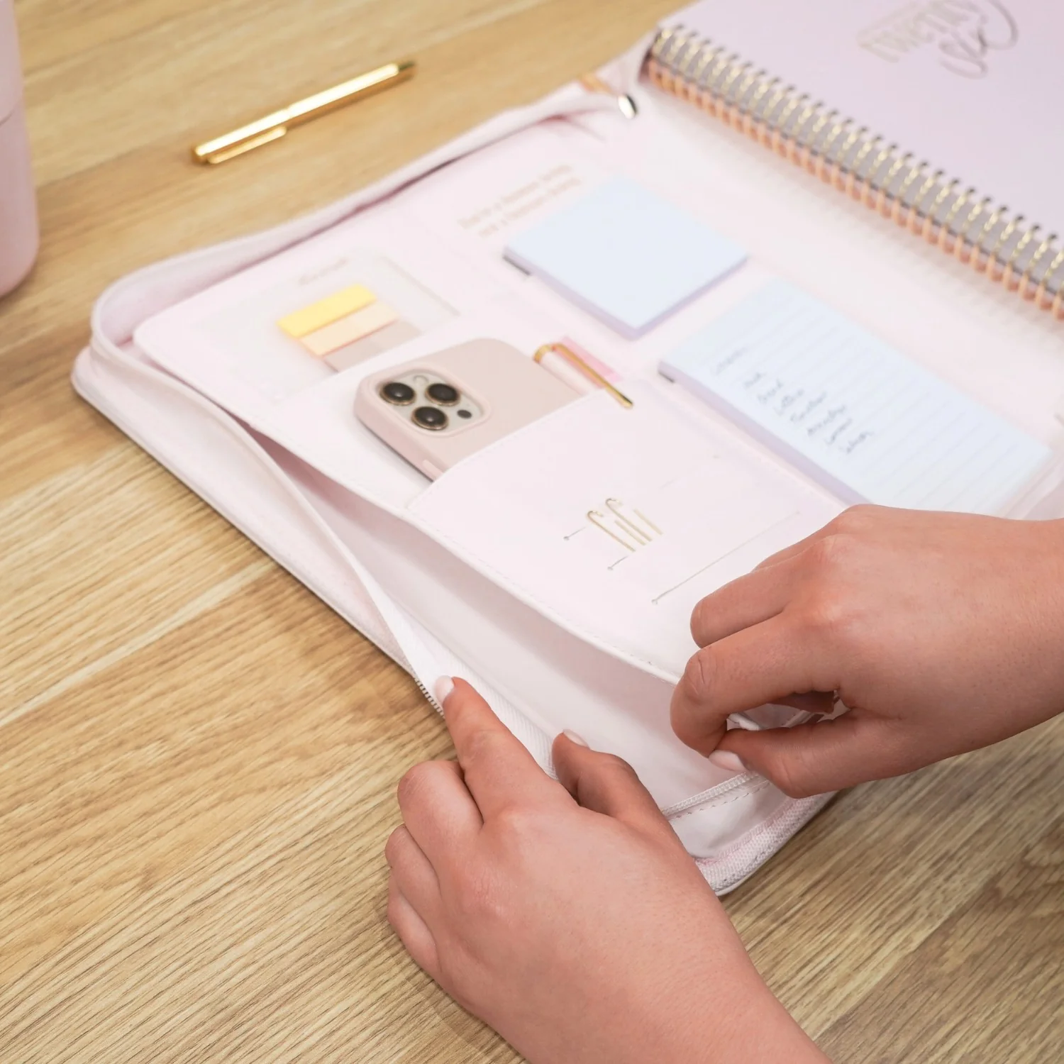 Luxe Zip-up Planner Folio - Blush - Large - Image 7