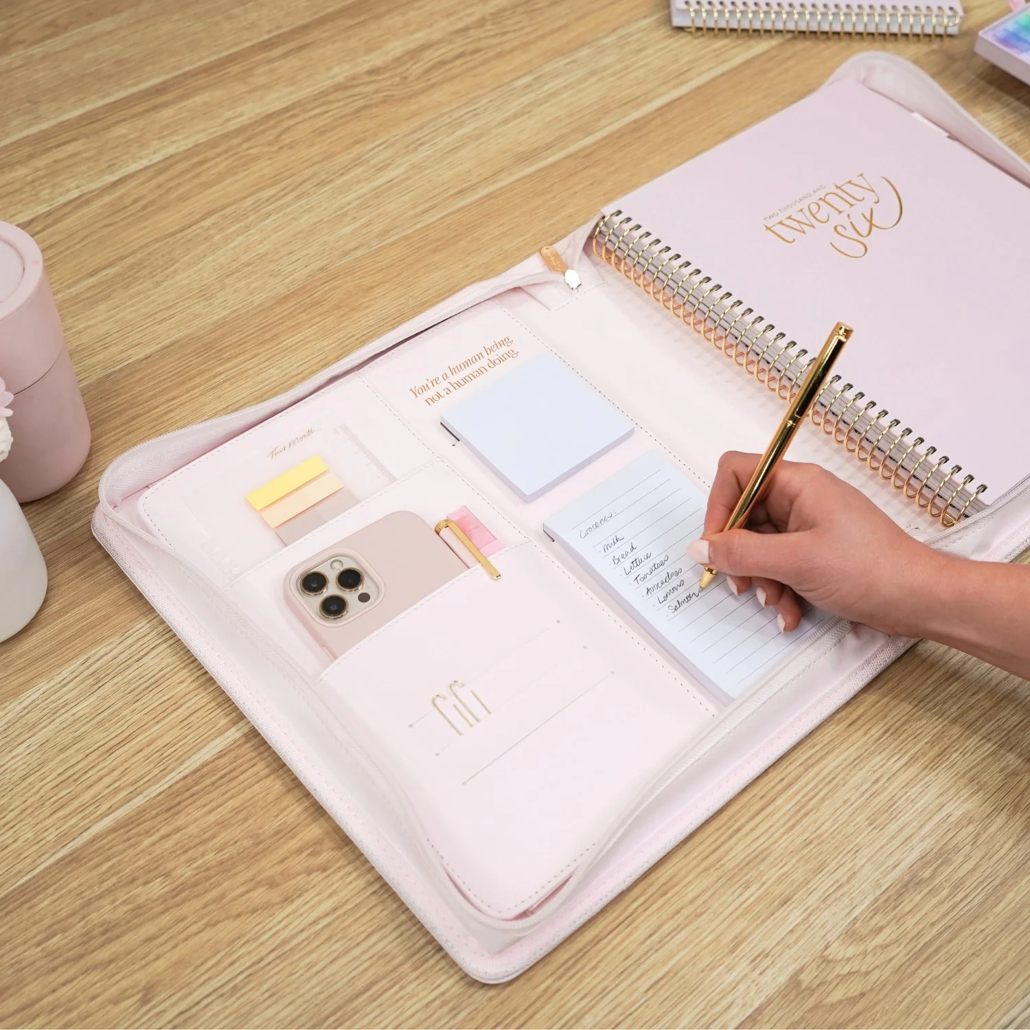 Luxe Zip-up Planner Folio - Blush - Large - Image 8