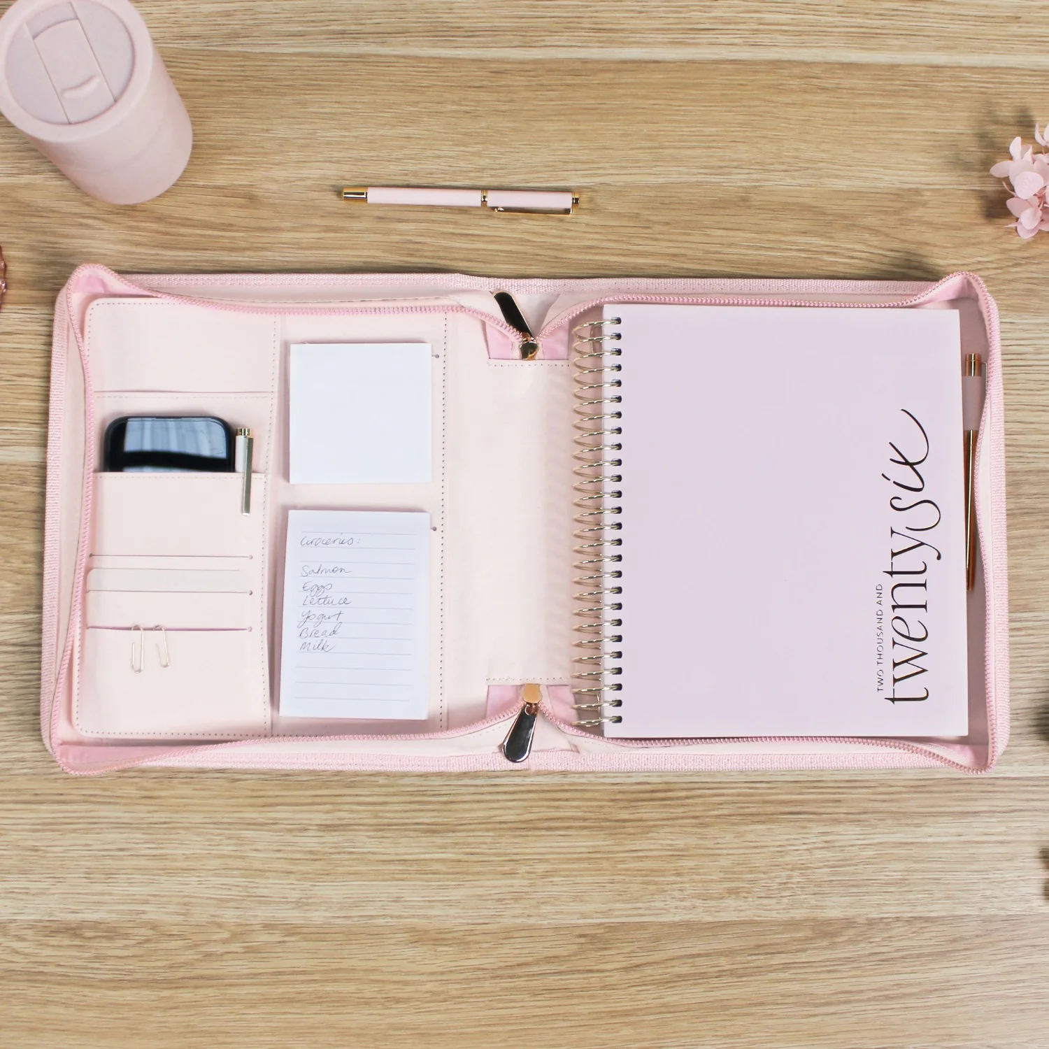 Luxe Zip-up Planner Folio - Blush - Small - Image 3