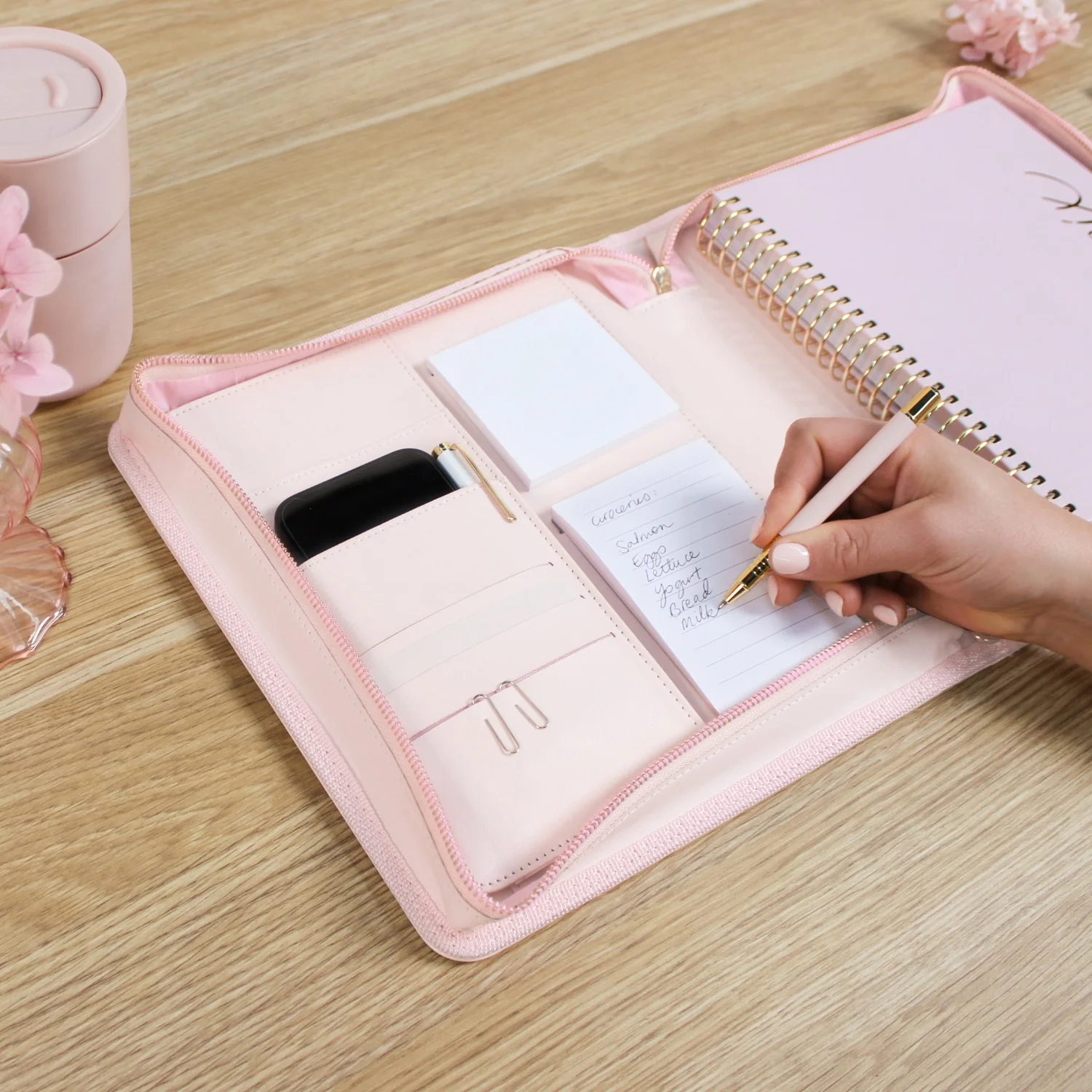 Luxe Zip-up Planner Folio - Blush - Small - Image 6