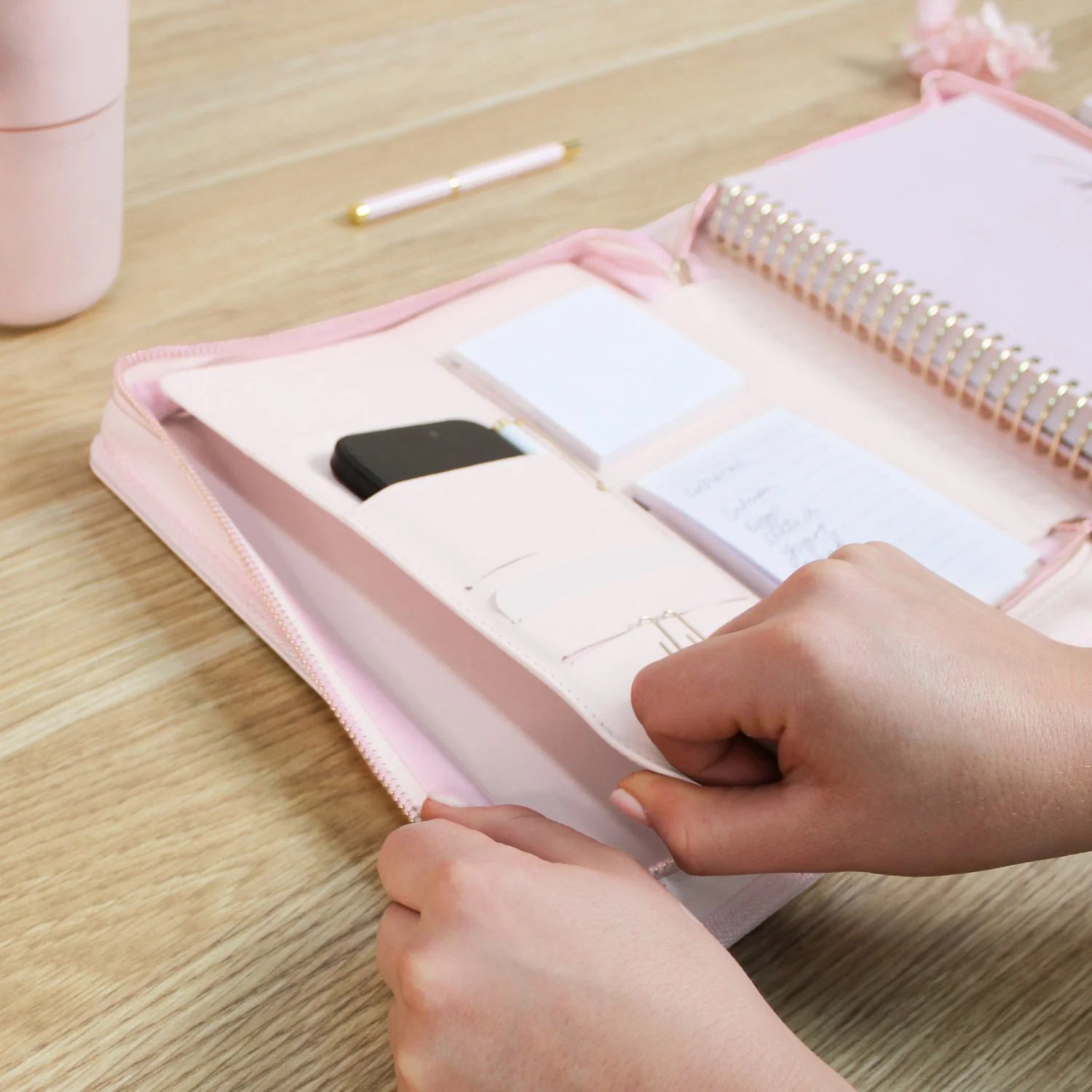 Luxe Zip-up Planner Folio - Blush - Small - Image 7