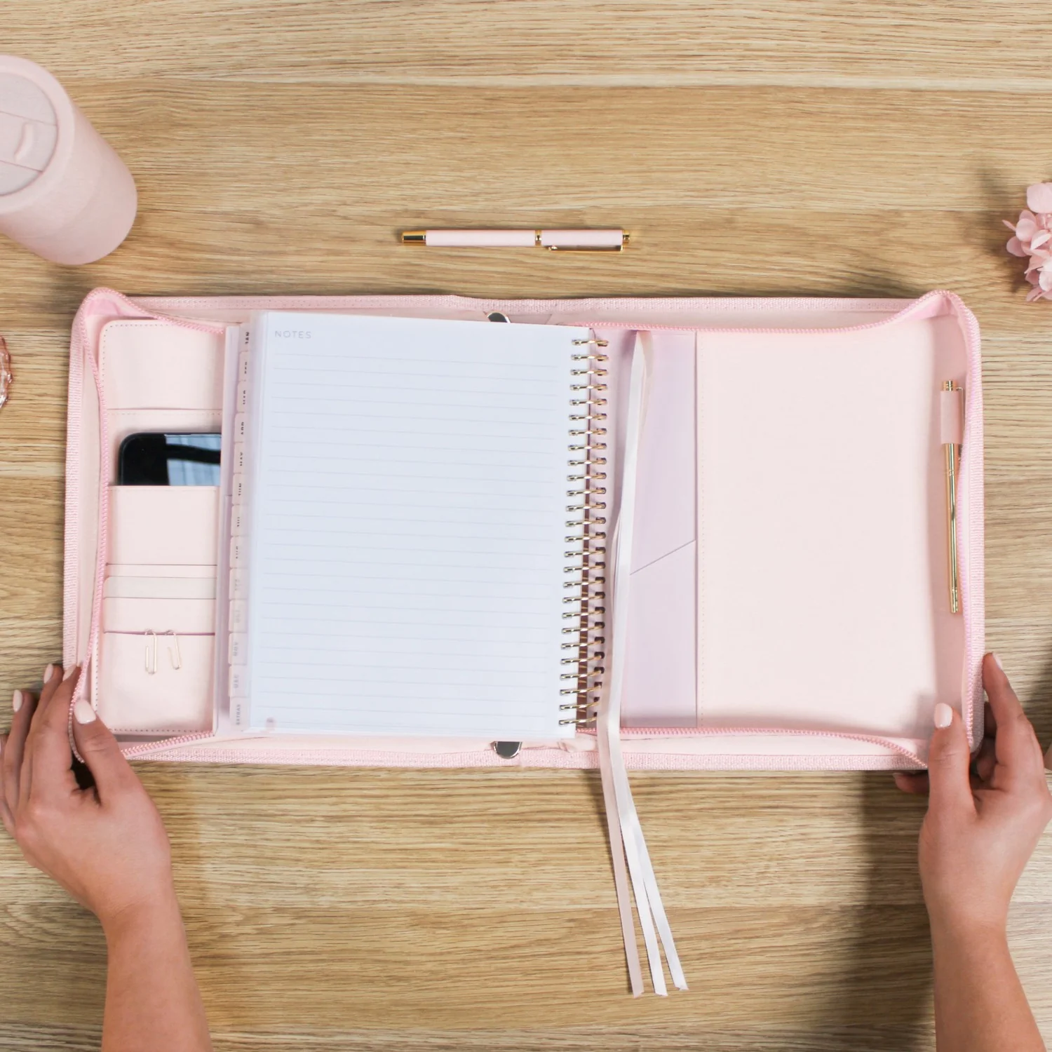 Luxe Zip-up Planner Folio - Blush - Small - Image 9